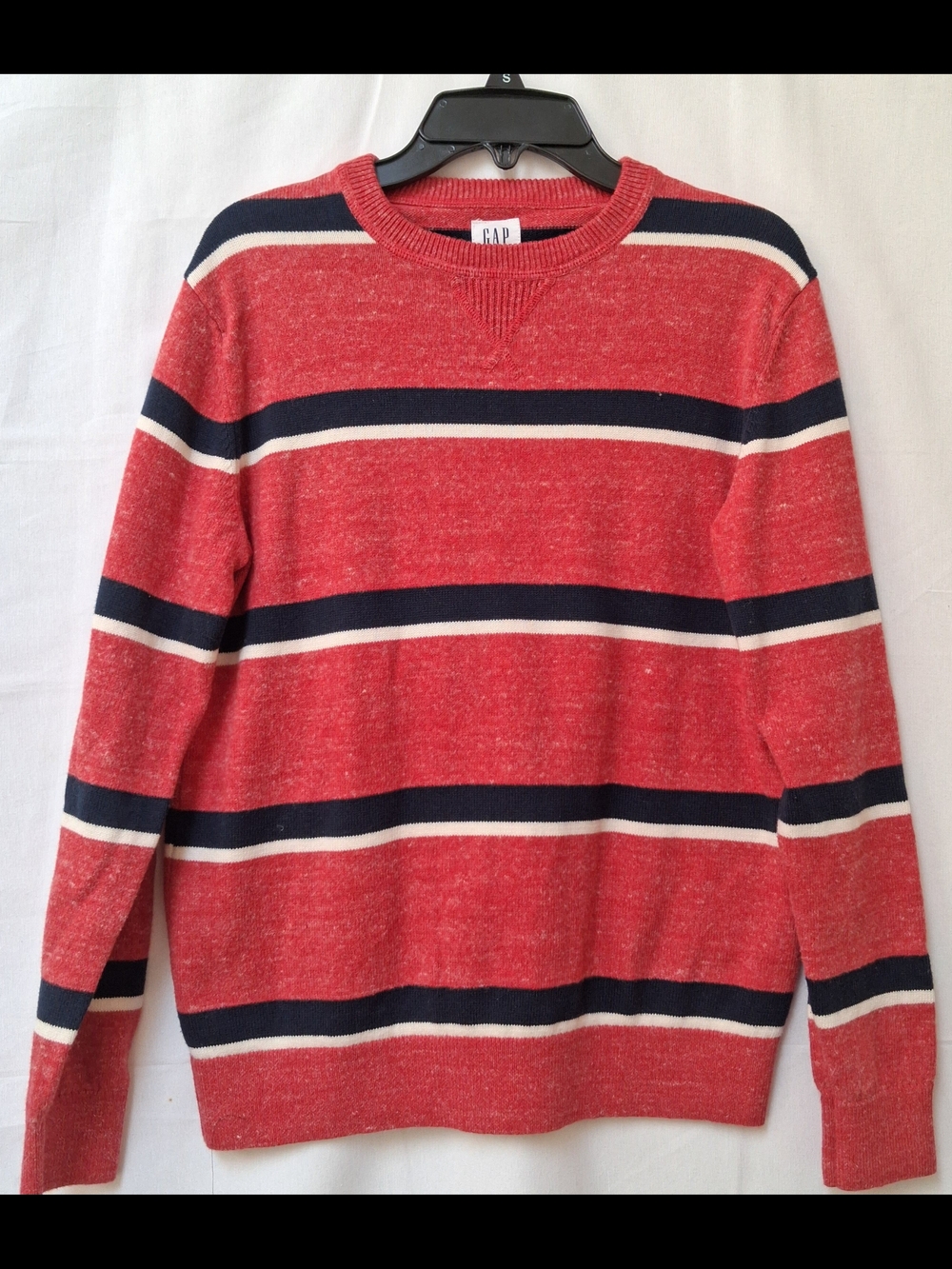 GAP Red Navy and Cream Striped Kids Crewneck Sweater XXL